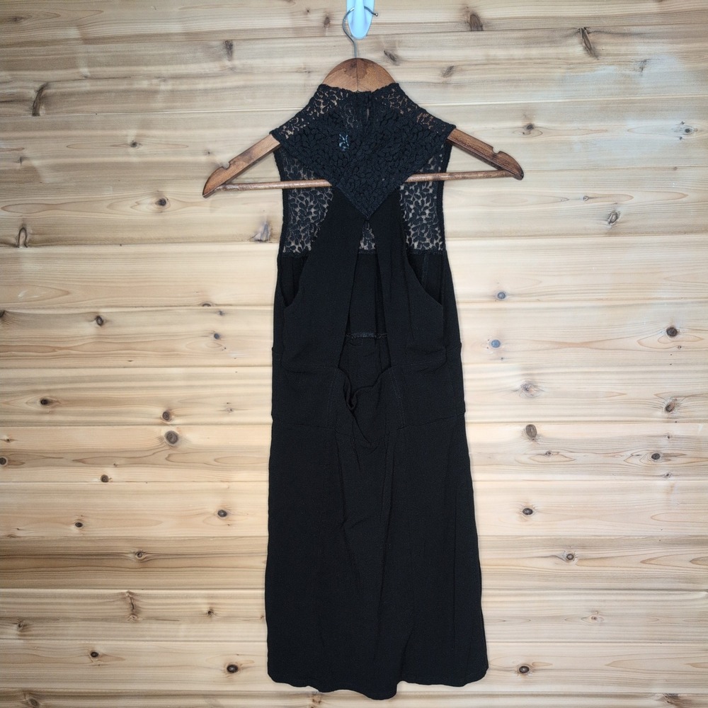 Intimately Free People Black Lace Mock Neck Corset Mini Dress Open Back Medium - Picture 5 of 11